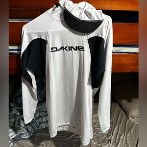 Dakine surfing white wetsuit top with hat